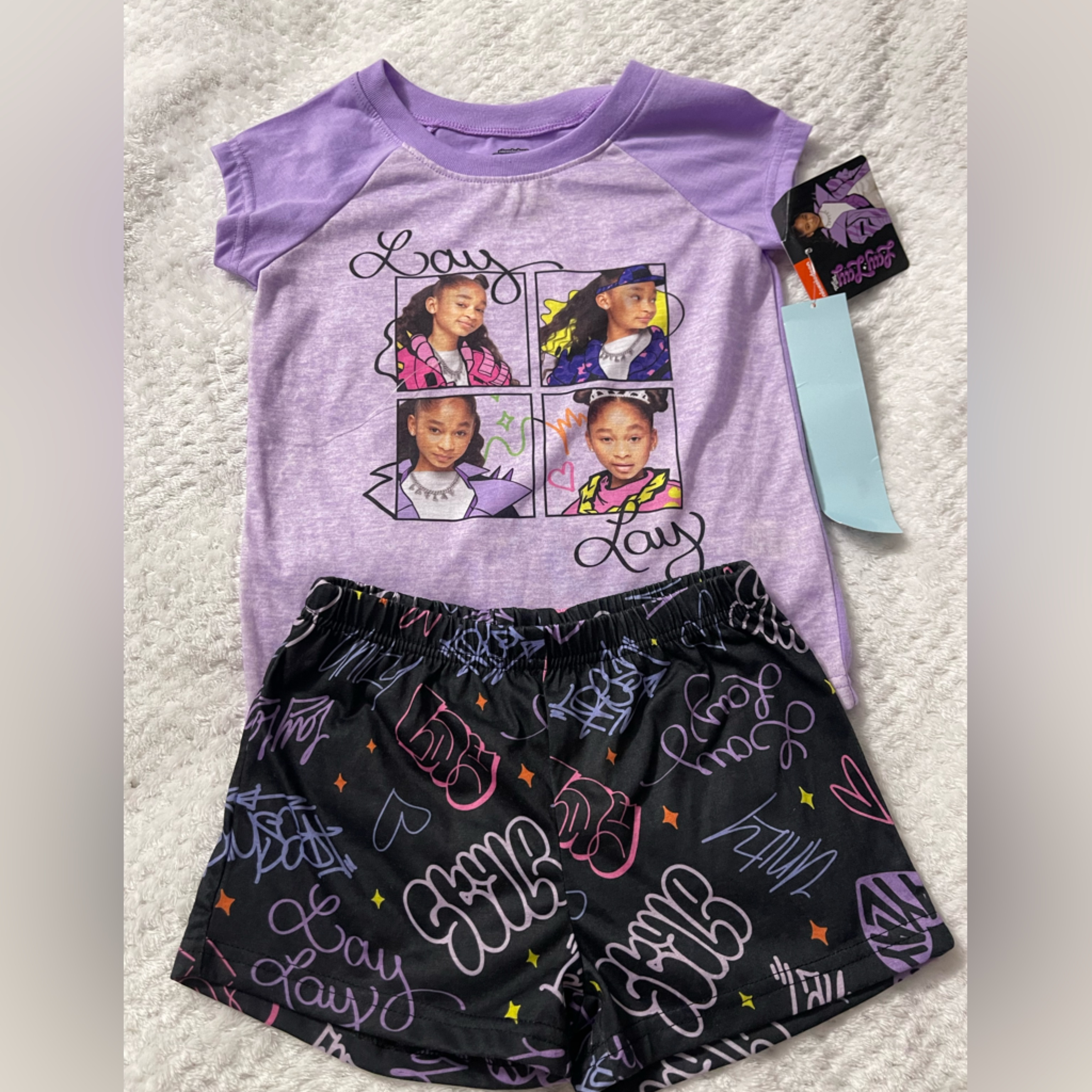 Girls 2 Piece Lay Lay Sleepwear Short Set